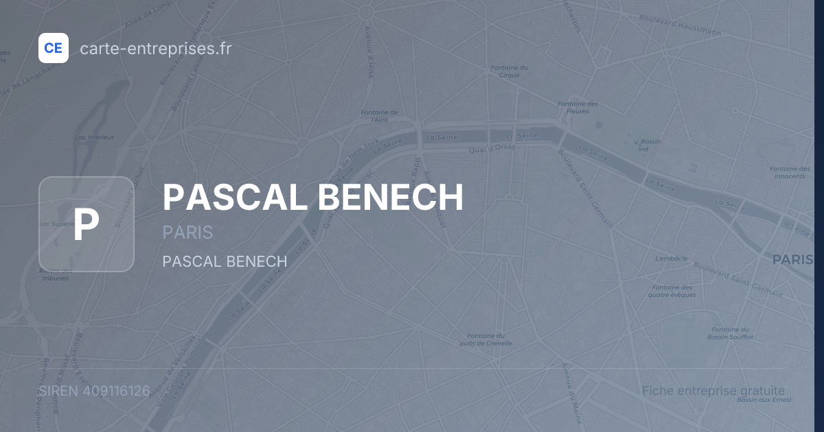 PASCAL BENECH — 409116126 — fiche entreprise