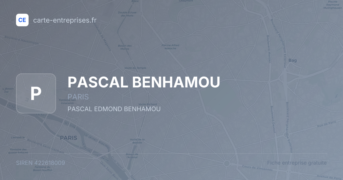PASCAL BENHAMOU — 422618009 — fiche entreprise