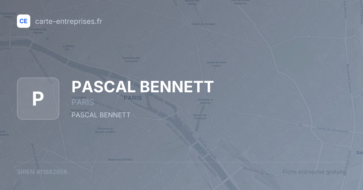 PASCAL BENNETT — 411682958 — fiche entreprise