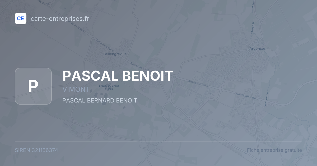 PASCAL BENOIT — 321156374 — fiche entreprise