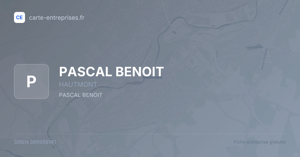 PASCAL BENOIT — 389996141 — fiche entreprise