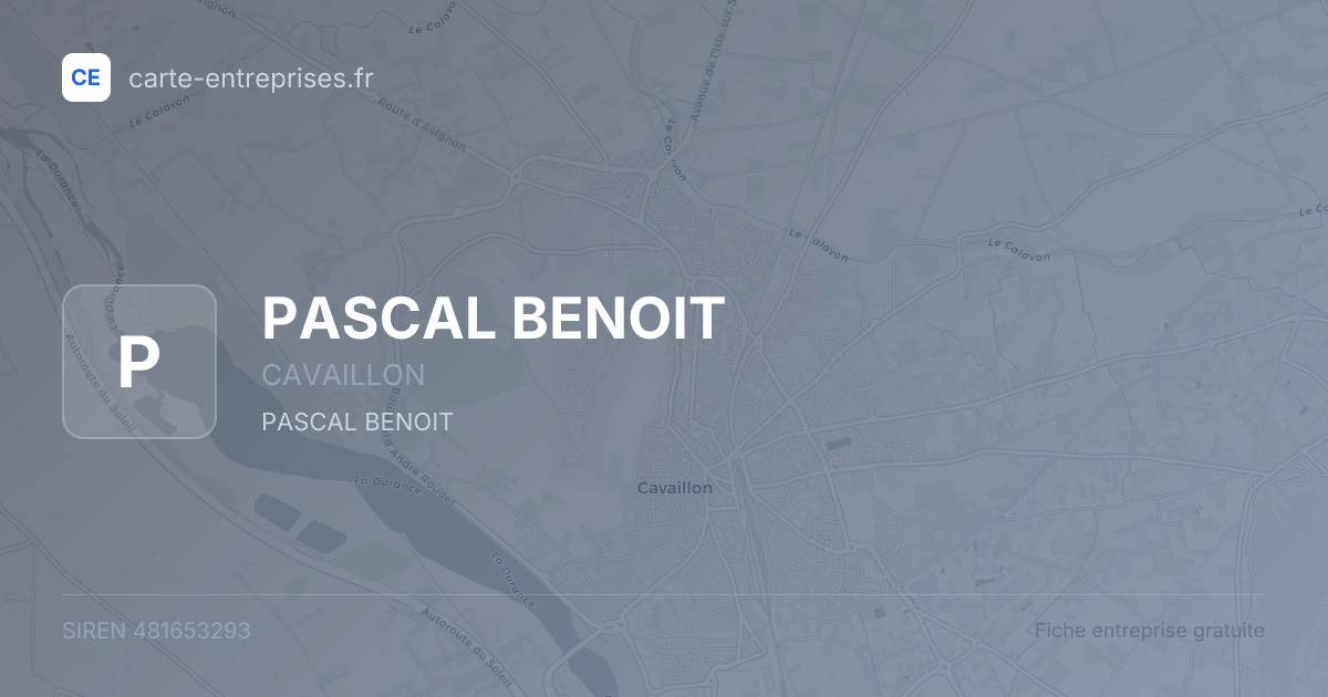 PASCAL BENOIT — 481653293 — fiche entreprise