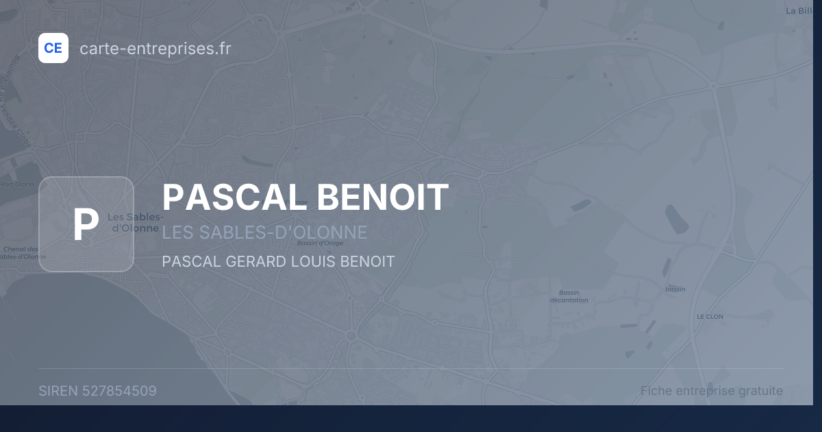 PASCAL BENOIT — 527854509 — fiche entreprise