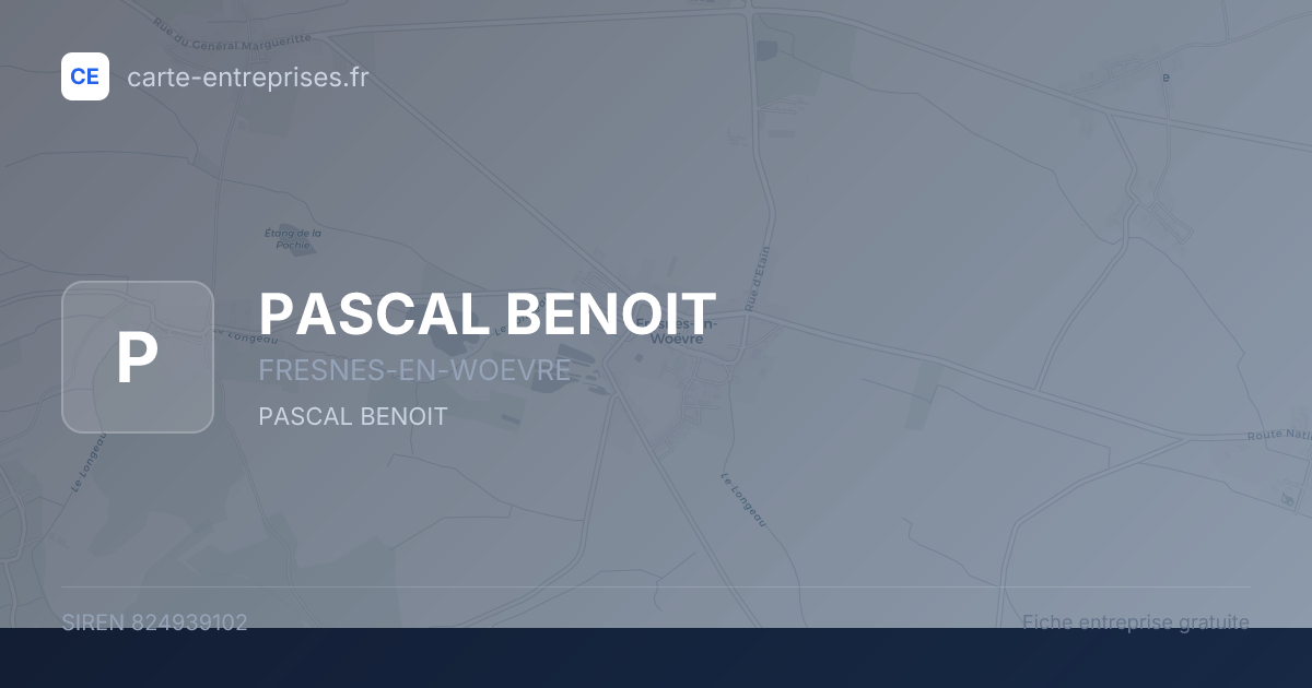 PASCAL BENOIT — 824939102 — fiche entreprise