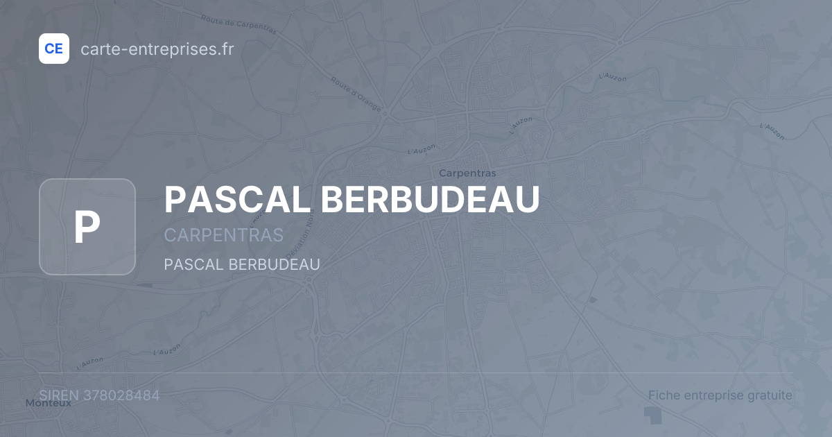 PASCAL BERBUDEAU — 378028484 — fiche entreprise