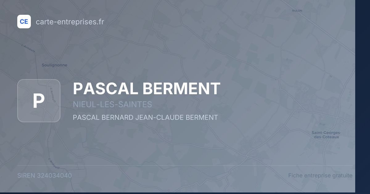 PASCAL BERMENT — 324034040 — fiche entreprise