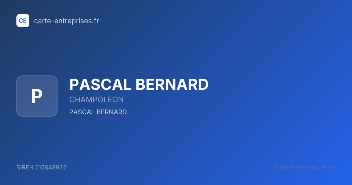 PASCAL BERNARD — 512648932 — fiche entreprise