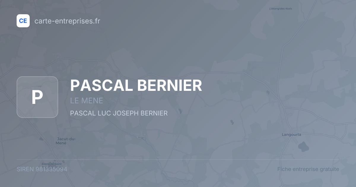PASCAL BERNIER — 981335094 — fiche entreprise