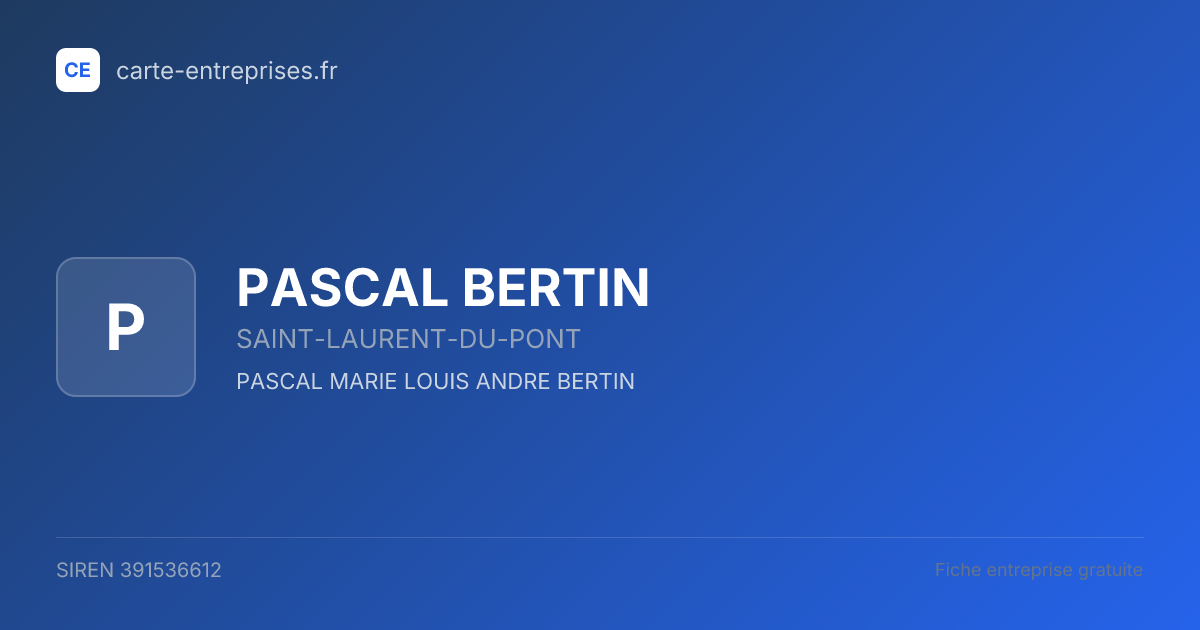 PASCAL BERTIN — 391536612 — fiche entreprise