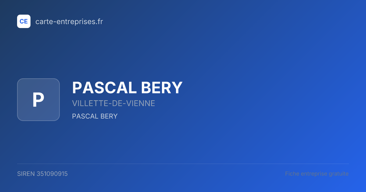 PASCAL BERY — 351090915 — fiche entreprise