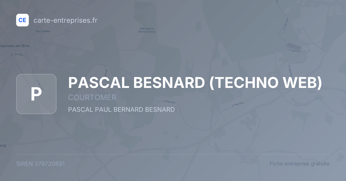 PASCAL BESNARD (TECHNO WEB) — 379720691 — fiche entreprise