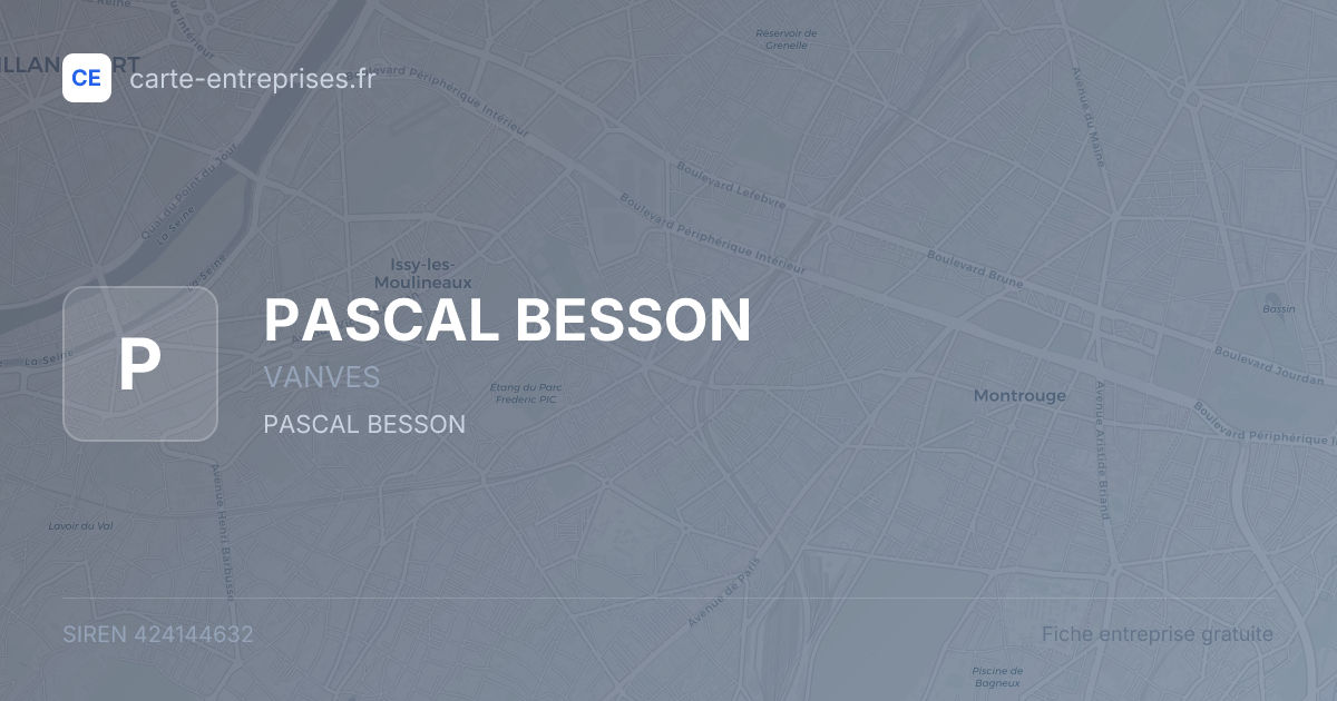 PASCAL BESSON — 424144632 — fiche entreprise
