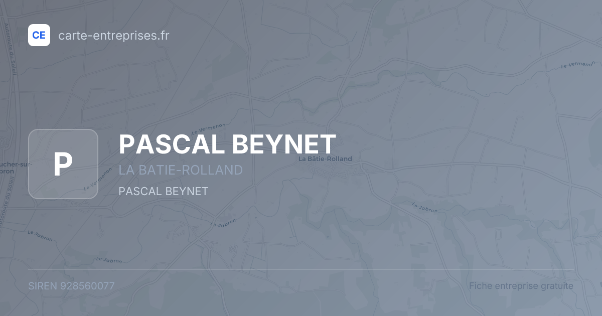 PASCAL BEYNET — 928560077 — fiche entreprise