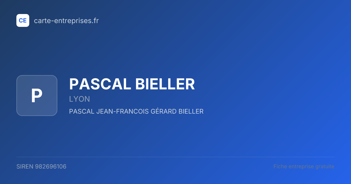 PASCAL BIELLER — 982696106 — fiche entreprise