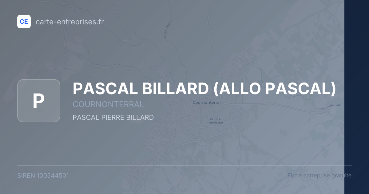 PASCAL BILLARD (ALLO PASCAL) — 100544501 — fiche entreprise