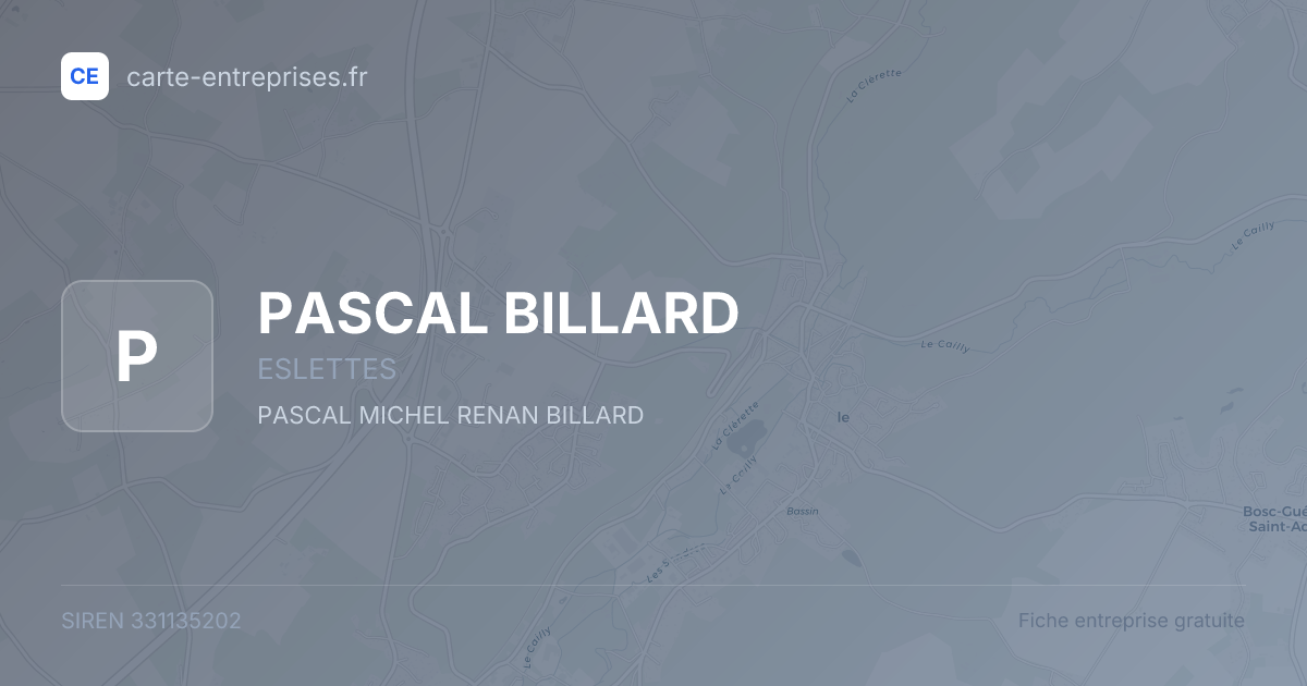PASCAL BILLARD — 331135202 — fiche entreprise