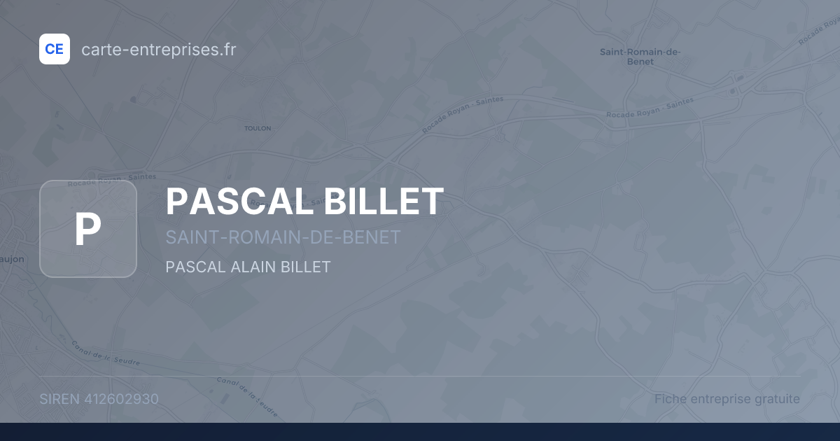 PASCAL BILLET — 412602930 — fiche entreprise