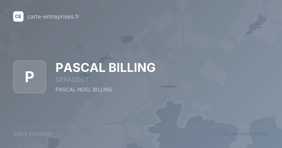 PASCAL BILLING — 313353294 — fiche entreprise