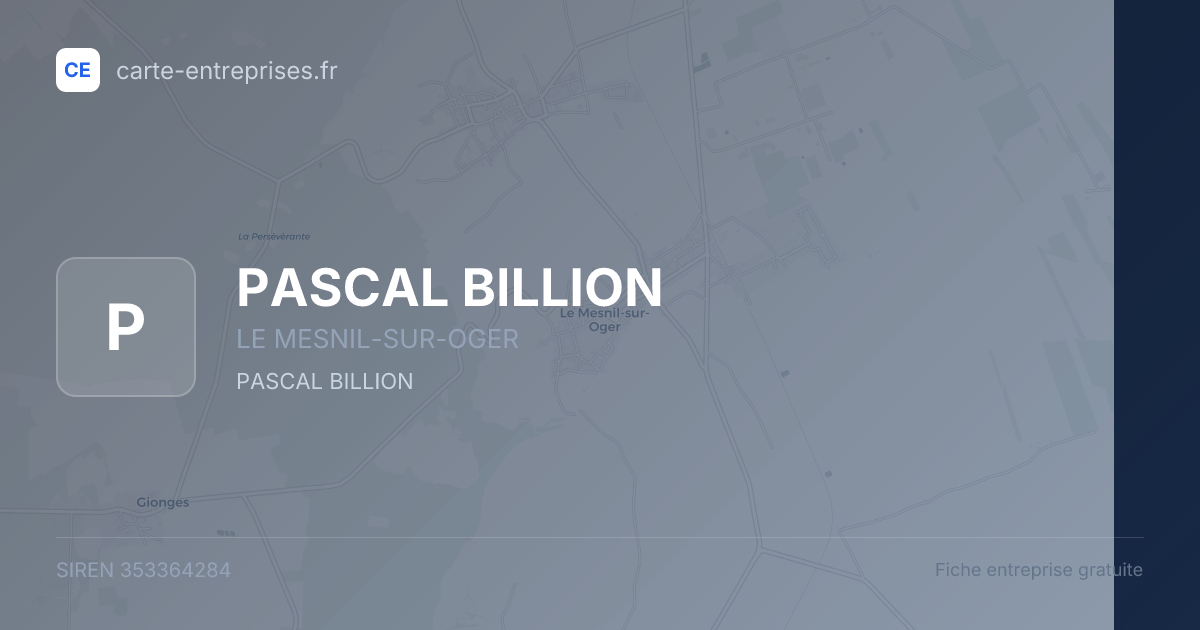 PASCAL BILLION — 353364284 — fiche entreprise