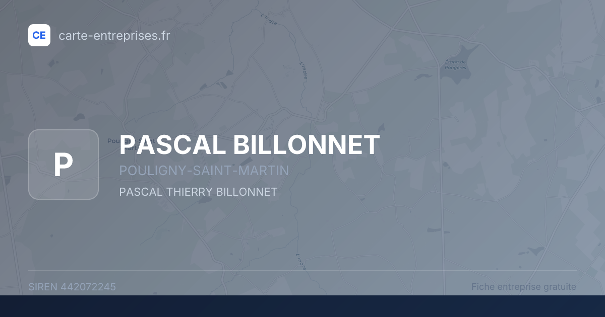 PASCAL BILLONNET — 442072245 — fiche entreprise