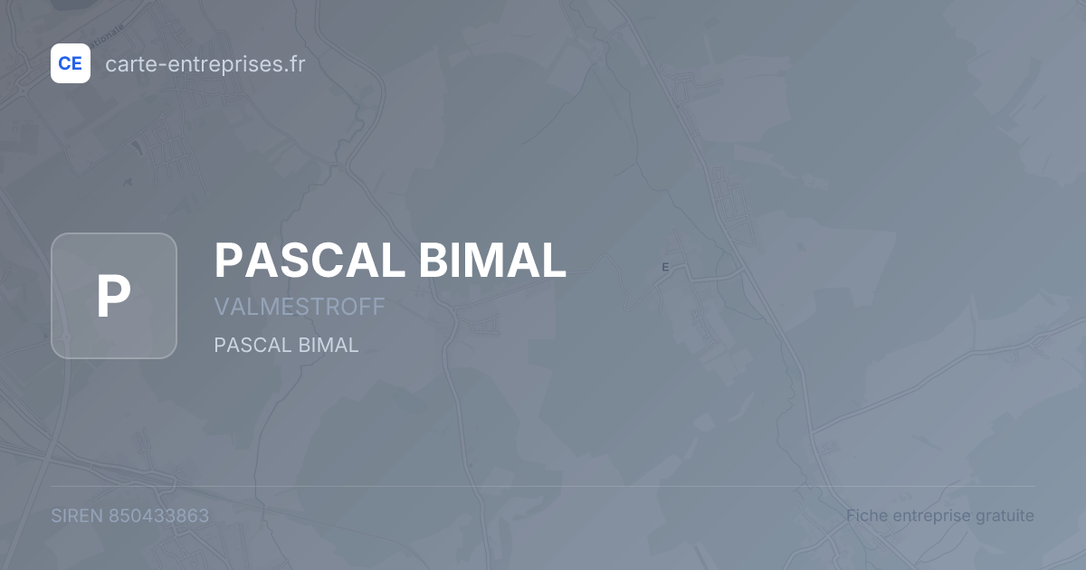 PASCAL BIMAL — 850433863 — fiche entreprise