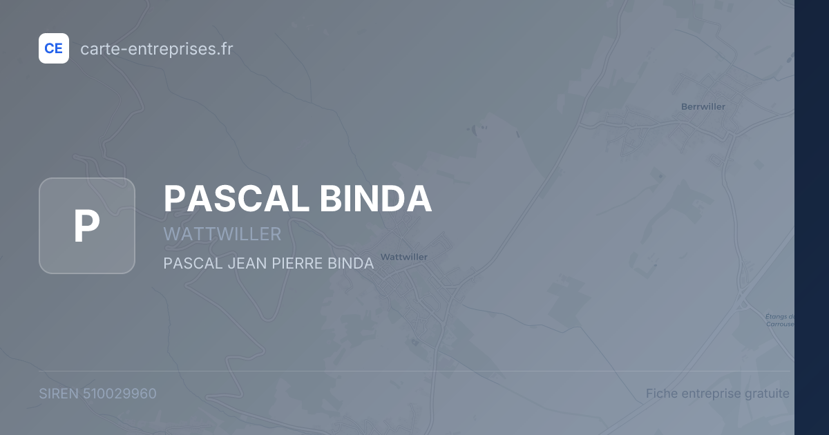 PASCAL BINDA — 510029960 — fiche entreprise