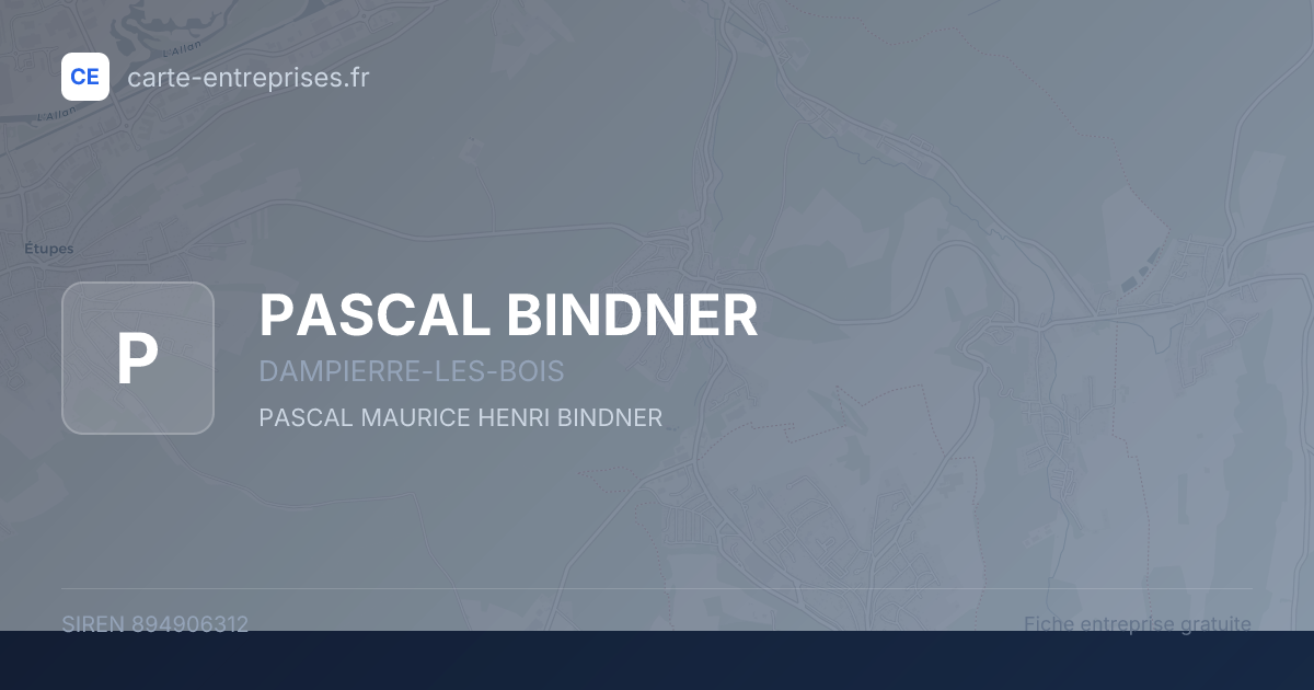 PASCAL BINDNER — 894906312 — fiche entreprise