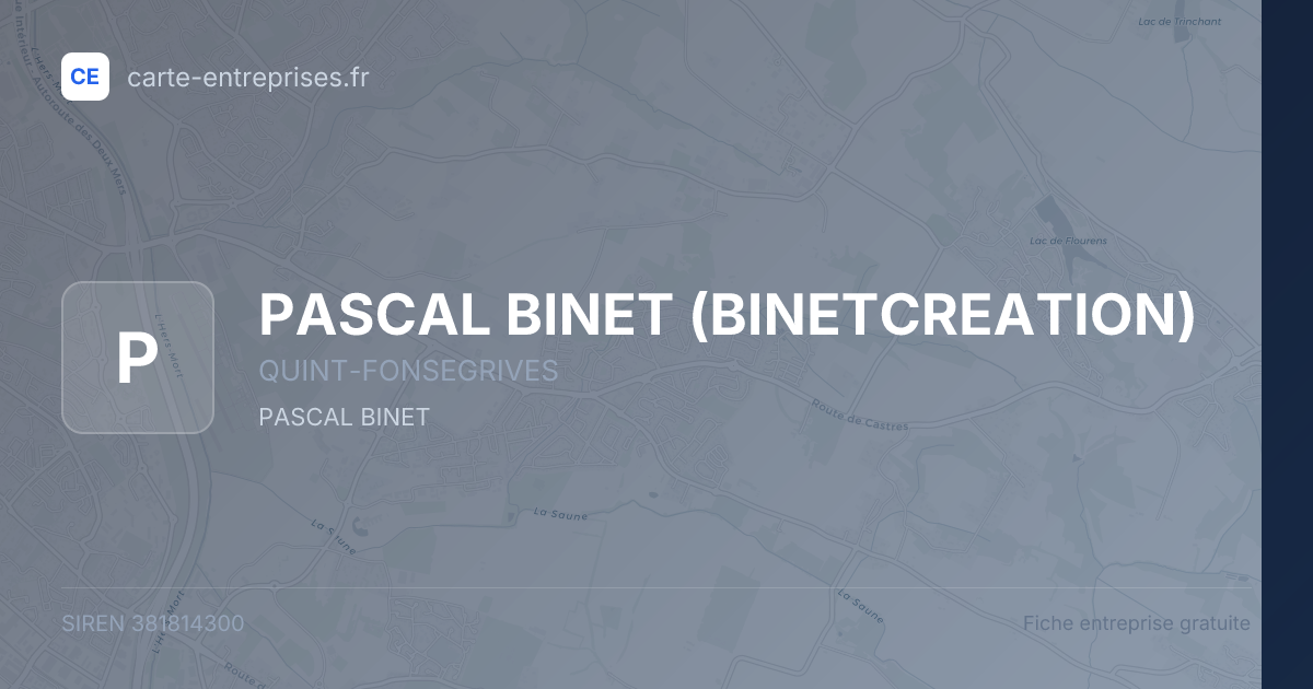 PASCAL BINET (BINETCREATION) — 381814300 — fiche entreprise