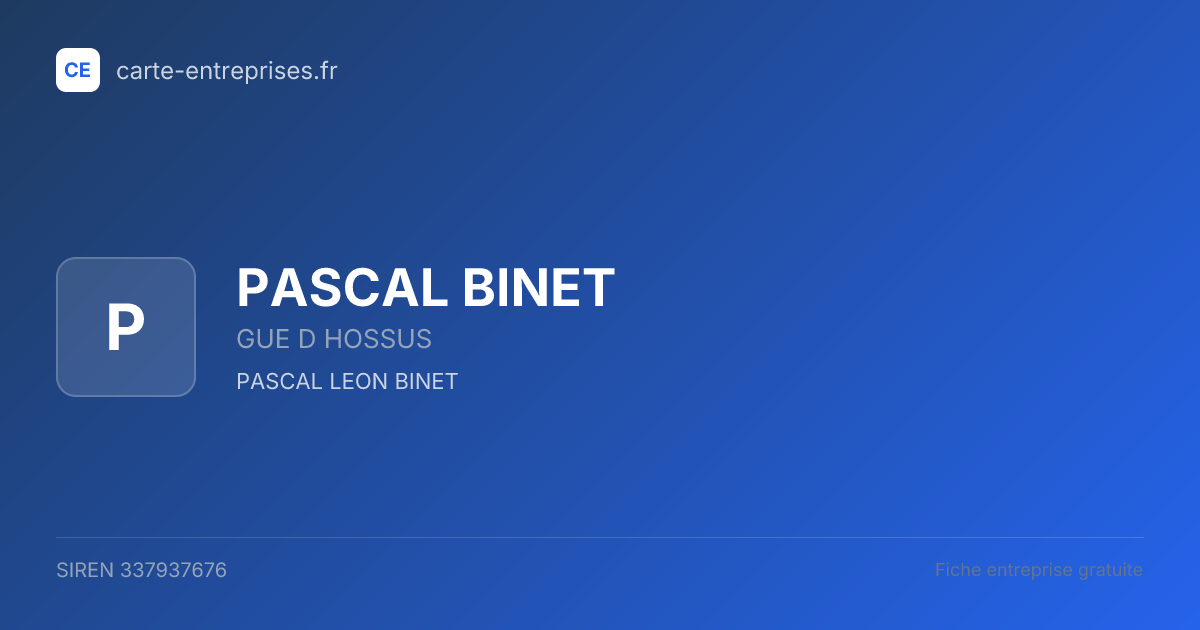 PASCAL BINET — 337937676 — fiche entreprise