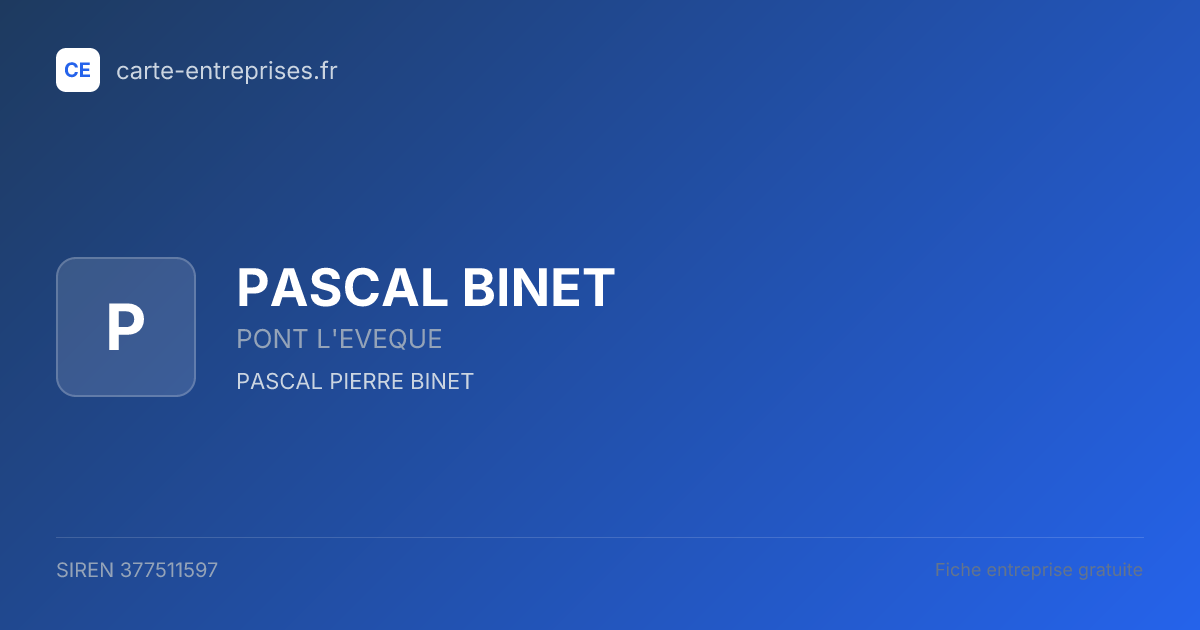 PASCAL BINET — 377511597 — fiche entreprise