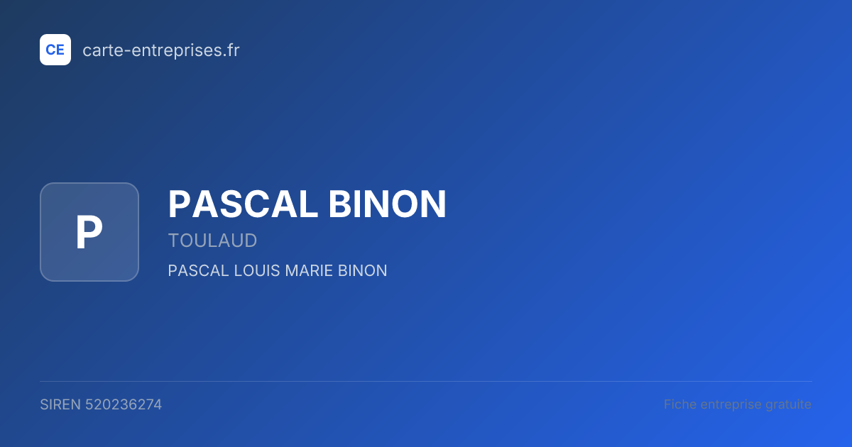 PASCAL BINON — 520236274 — fiche entreprise