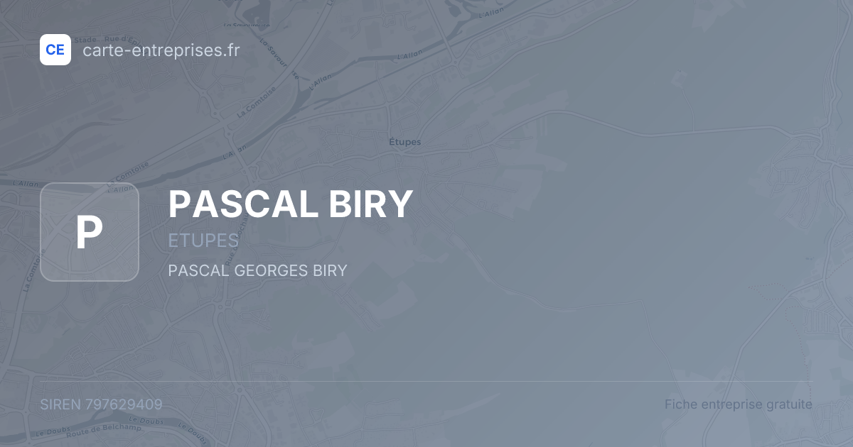 PASCAL BIRY — 797629409 — fiche entreprise