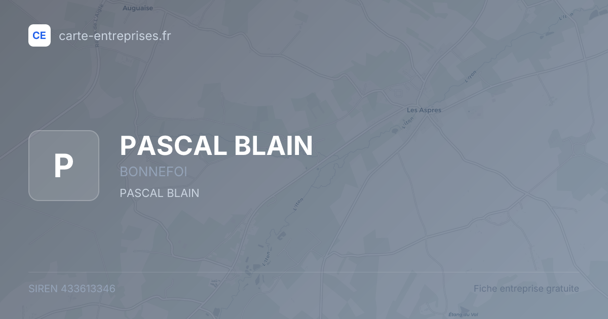 PASCAL BLAIN — 433613346 — fiche entreprise
