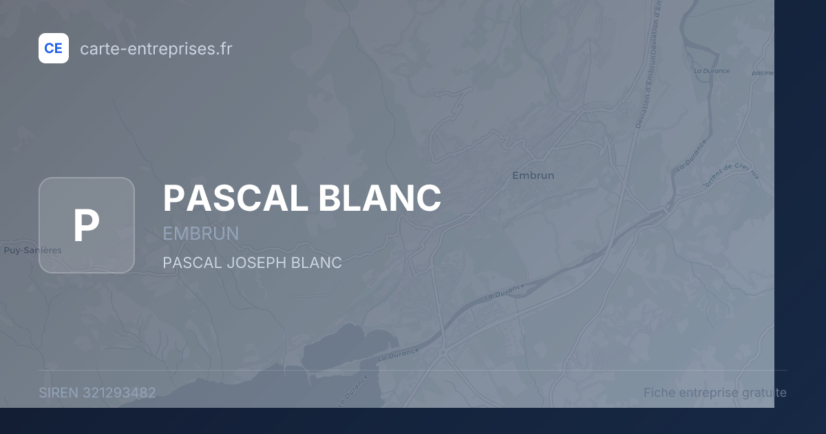 PASCAL BLANC — 321293482 — fiche entreprise