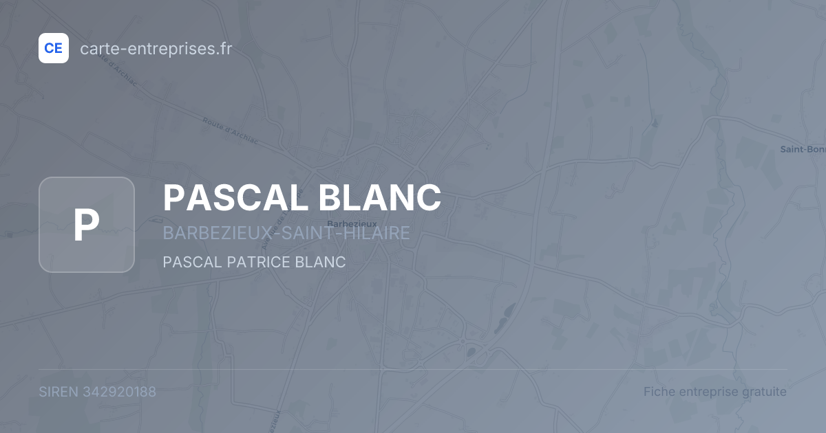 PASCAL BLANC — 342920188 — fiche entreprise