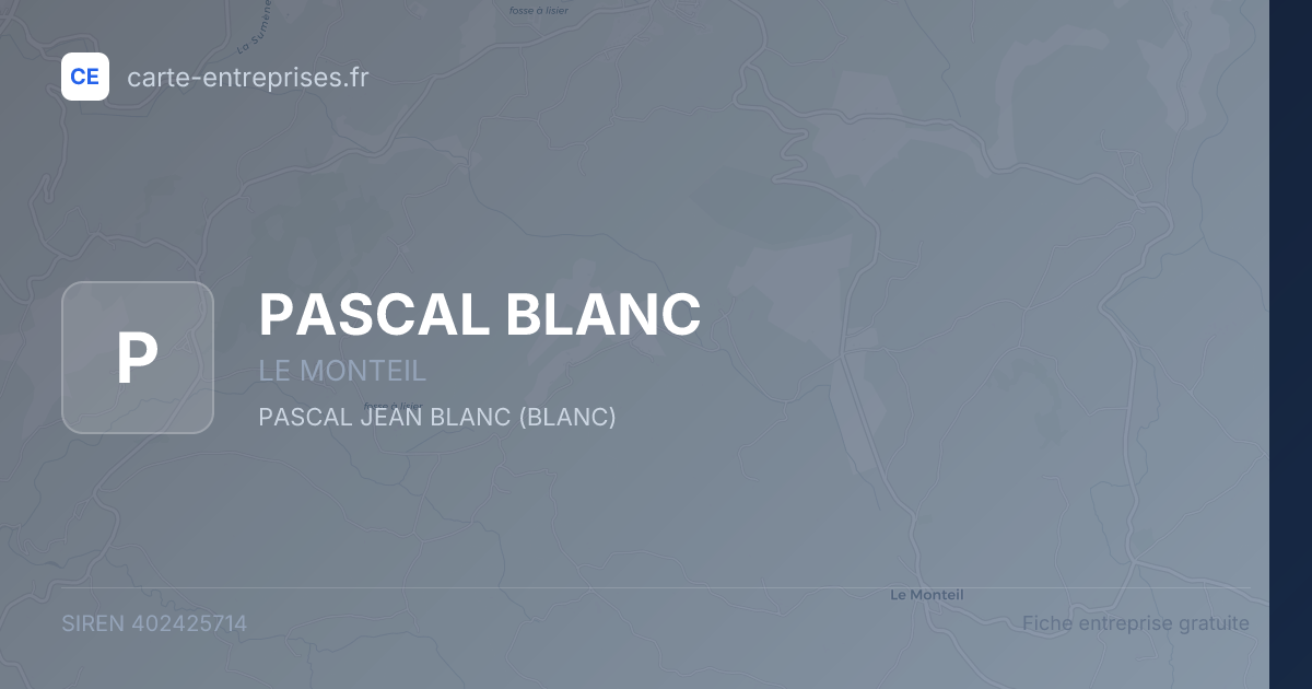 PASCAL BLANC — 402425714 — fiche entreprise
