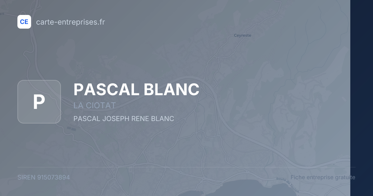 PASCAL BLANC — 915073894 — fiche entreprise