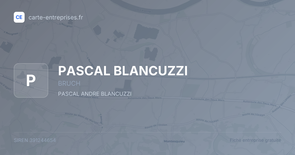 PASCAL BLANCUZZI — 391244654 — fiche entreprise