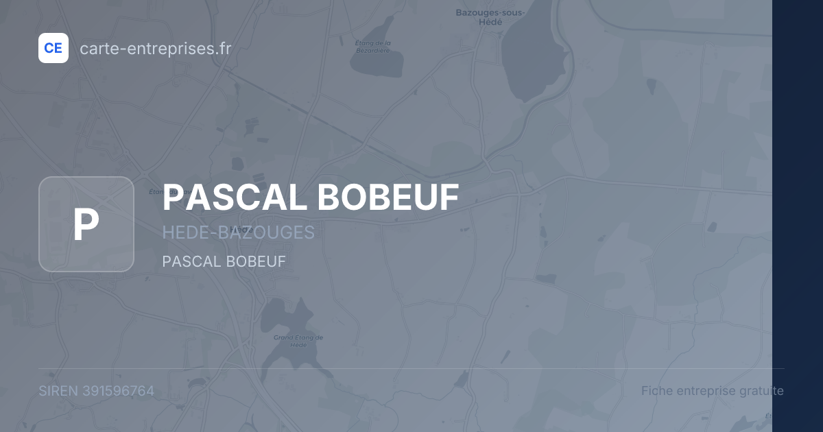 PASCAL BOBEUF — 391596764 — fiche entreprise