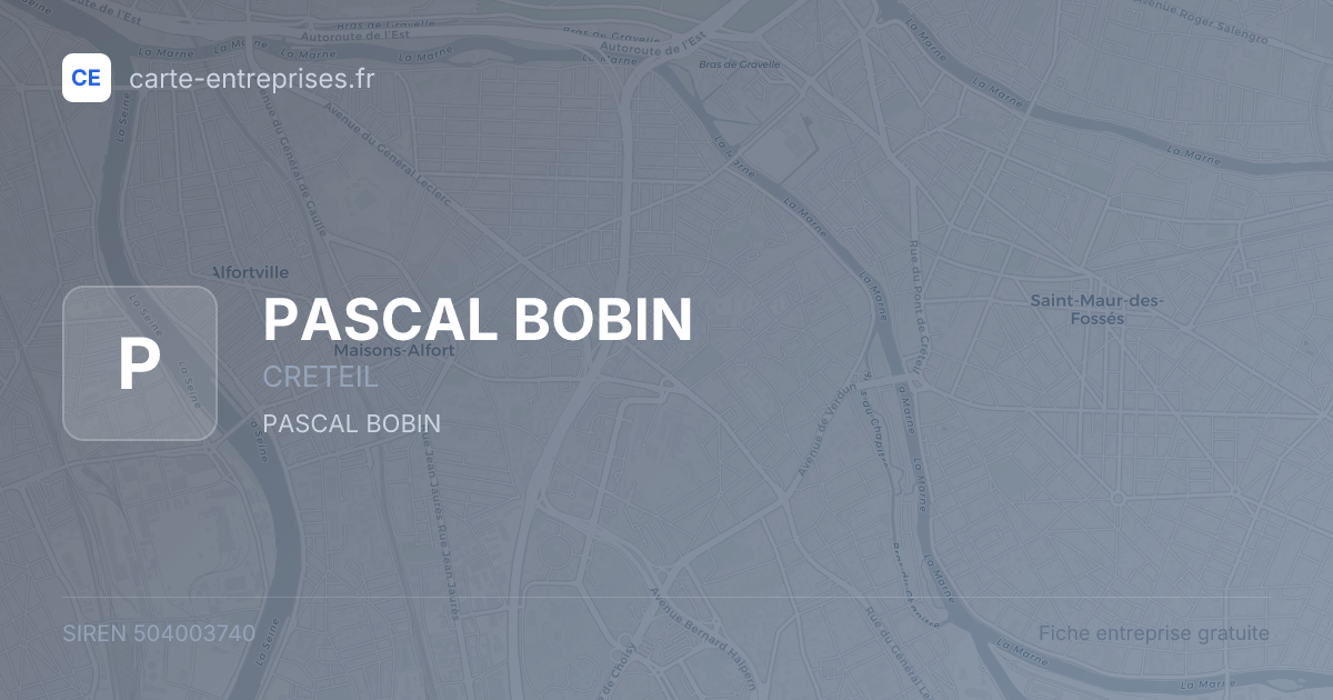 PASCAL BOBIN — 504003740 — fiche entreprise