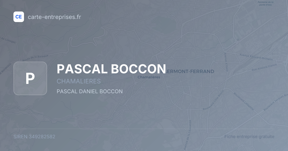 PASCAL BOCCON — 349282582 — fiche entreprise