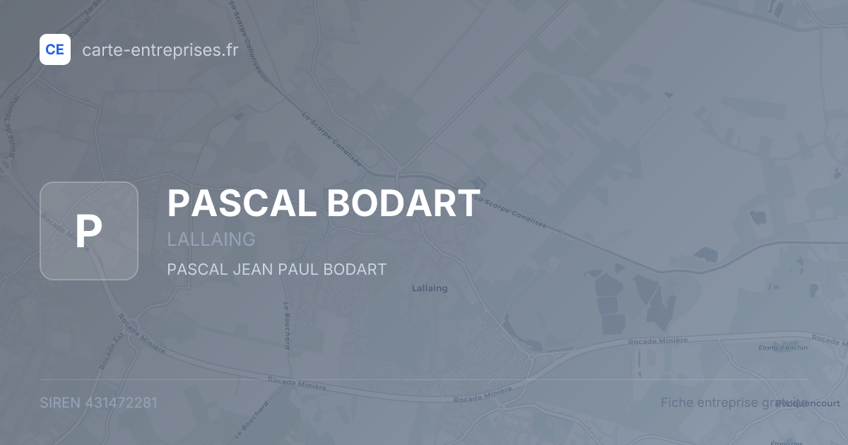 PASCAL BODART — 431472281 — fiche entreprise