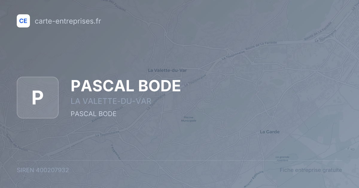 PASCAL BODE — 400207932 — fiche entreprise