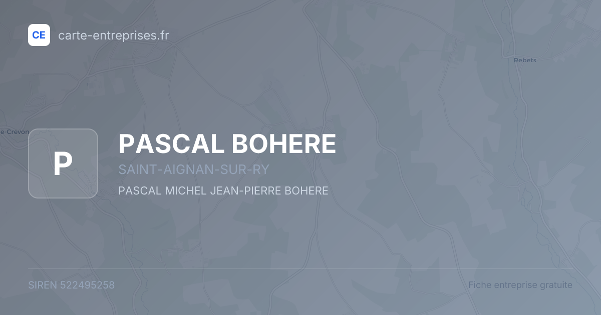PASCAL BOHERE — 522495258 — fiche entreprise