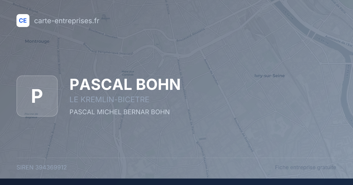 PASCAL BOHN — 394369912 — fiche entreprise