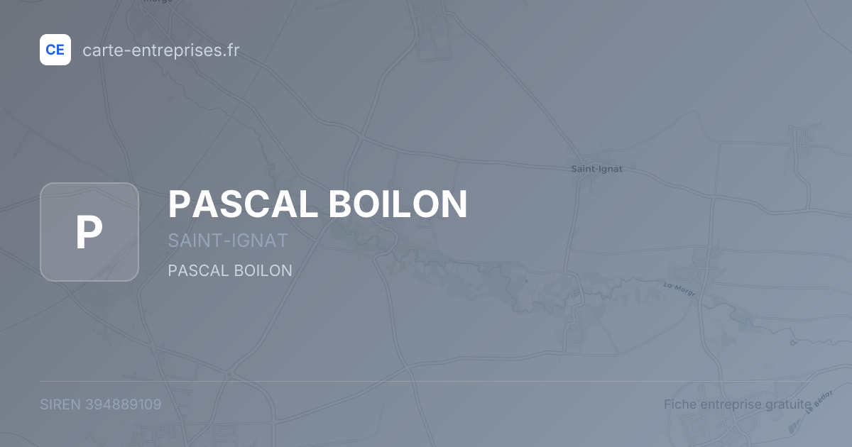 PASCAL BOILON — 394889109 — fiche entreprise