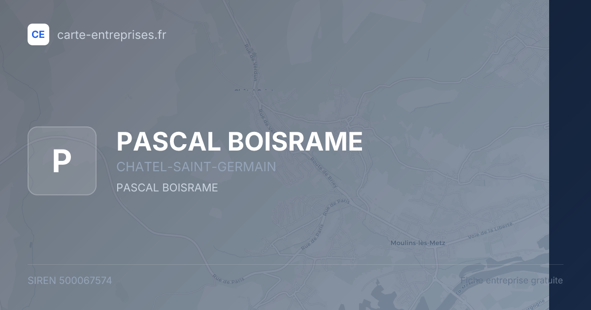 PASCAL BOISRAME — 500067574 — fiche entreprise