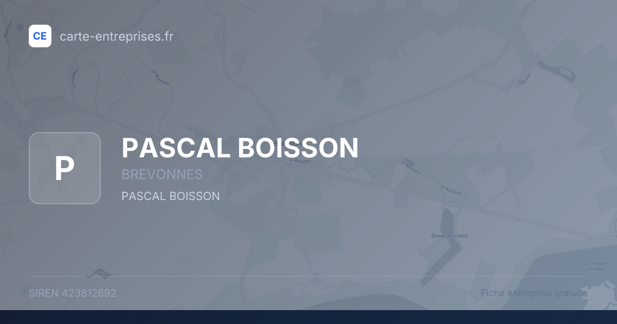 PASCAL BOISSON — 423812692 — fiche entreprise