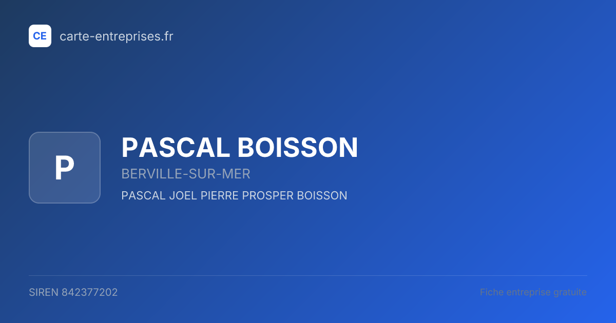 PASCAL BOISSON — 842377202 — fiche entreprise
