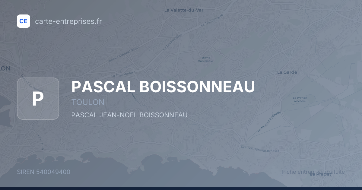 PASCAL BOISSONNEAU — 540049400 — fiche entreprise
